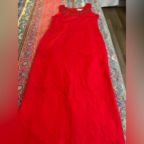 Red Linen Dress - Picture 1 of 10